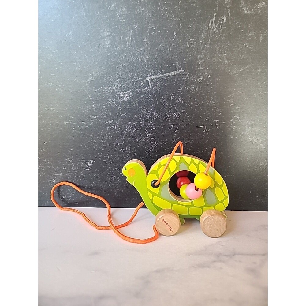 Janod- Wooden Turtle Mini Looping Pull Toy- Encourages Walking-12 months +